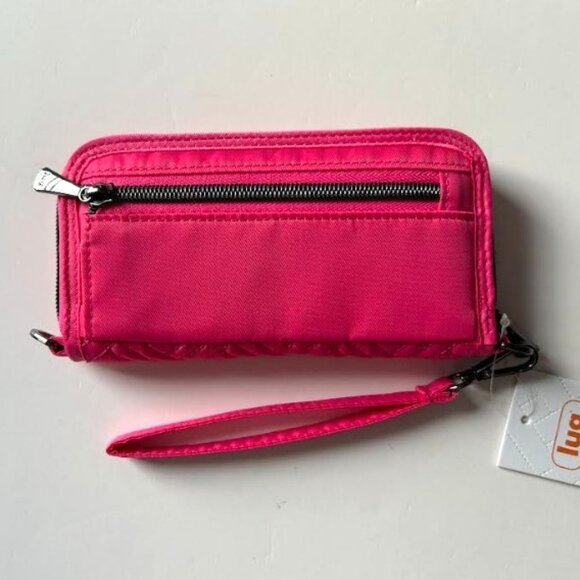 Lug Whirly RFID Wristlet Wallet Powerful Pink - Micro Houndstooth Pink Interior - Picture 11 of 12